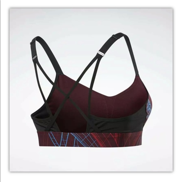 Reebok Womens Sports Bra TS Hero Strappy Tech Twist Padded Maroon Small Pullover - Picture 6 of 8